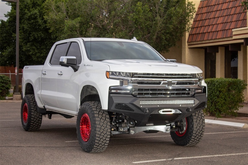 Chevrolet Silverado 1500 Bumper - Front - Addictive Desert Designs - Stealth Fighter with Winch Mount & Sensor Cutout - Hammer Black - `19-`27